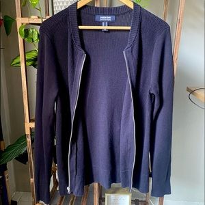 Chase Navy Blue Cardigan With Zipper